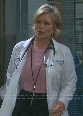 Kayla’s pink and navy knit dress on Days of our Lives