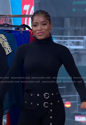 Keke’s black double belted pants on GMA Strahan Sara And Keke