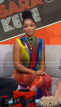 Keke’s rainbow pleated dress on GMA Strahan Sara And Keke