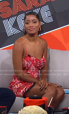 Keke’s red floral mini dress on GMA Strahan Sara And Keke