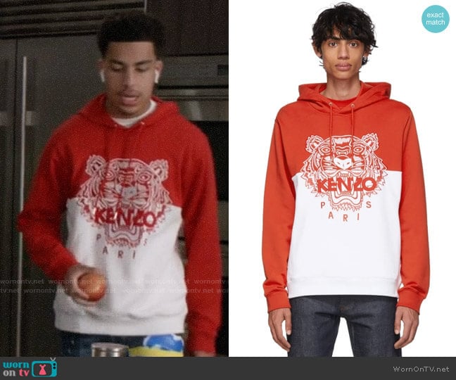 Kenzo Limited Edition Colorblock Tiger Hoodie worn by Andre Johnson Jr (Marcus Scribner) on Black-ish