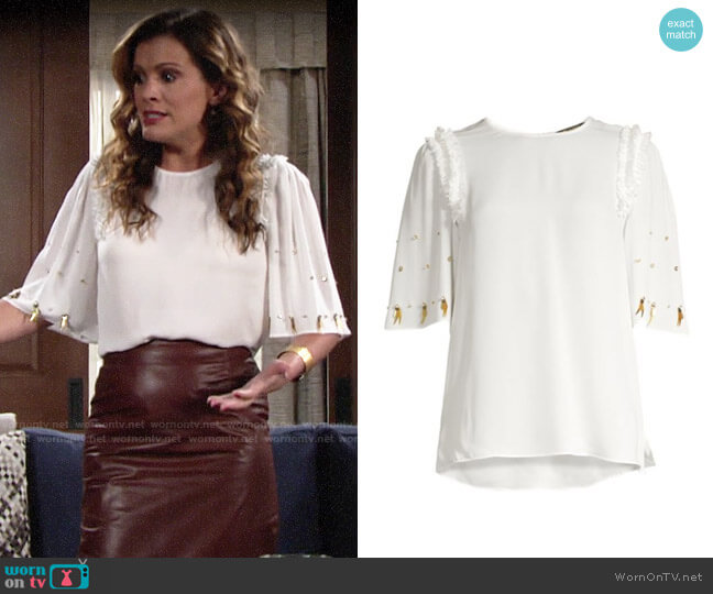 Kobi Halperin Krissy Top in Ivory worn by Chelsea Lawson (Melissa Claire Egan) on The Young and the Restless