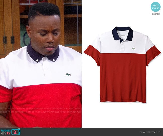 Lacoste Color Blocked Polo worn by Marty (Marcel Spears) on The Neighborhood