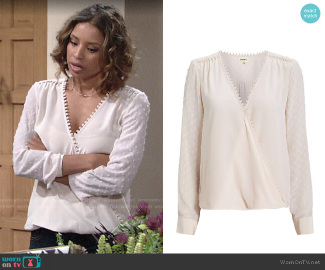 L'Agence Perry Blouse in Ivory worn by Elena Dawson (Brytni Sarpy) on The Young and the Restless
