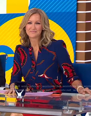 Lara’s blue floral blouse on Good Morning America