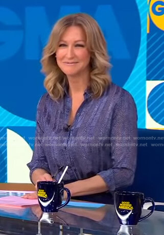Lara’s blue herringbone shirt on Good Morning America