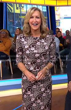 Lara’s brown floral print dress on Good Morning America