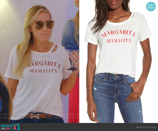 Lira Clothing Margarita Mamacita Distressed Graphic Tee worn by Stephanie Hollman on The Real Housewives of Dallas