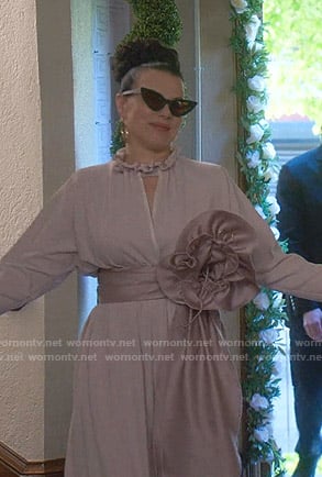 Maggie’s ruffled rosette jumpsuit on Younger