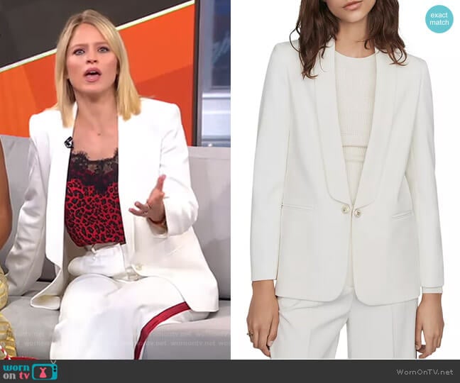 Maje Vera Shawl-Collar Blazer worn by Sara Haines on Good Morning America
