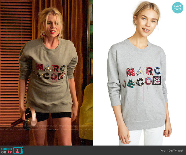Marc Jacobs Lux Embellished Sweatshirt worn by Astrid (Lucy Boynton) on The Politician