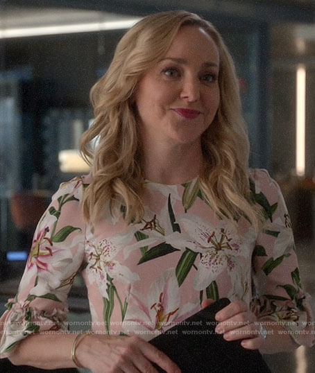 Marissa’s ruffled lily print dress on Bull