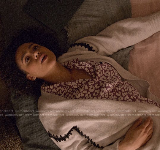 Maya’s purple leopard print pajamas on Four Weddings and a Funeral