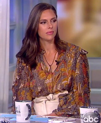 Abby’s metallic paisley blouse on The View