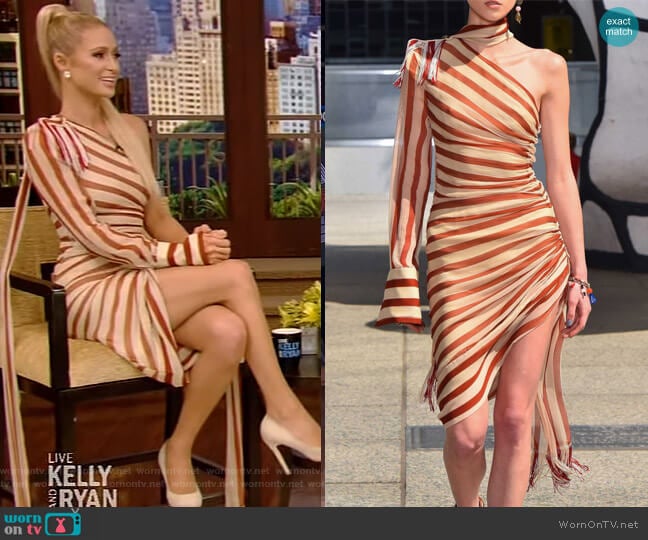 Monse One-Shoulder Striped Midi Dress