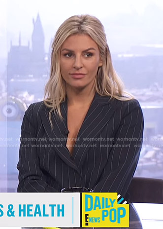 Morgan’s navy pinstripe blazer on E! News Daily Pop