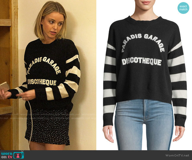 Mother The Boxy Jumper Striped Graphic Pullover Sweater worn by Kaitlynn Carter (Kaitlynn Carter) on The Hills New Beginnings