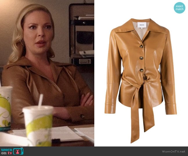 Nanushka Poppy Faux Leather Overshirt worn by Samantha Wheeler (Katherine Heigl) on Suits