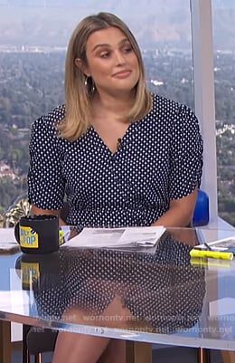 Carissa’s navy polka dot dress on The View