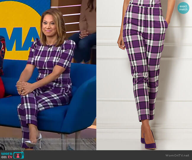 New York & Company Elise Plaid Pant - Eva Mendes Collection worn by Ginger Zee on Good Morning America