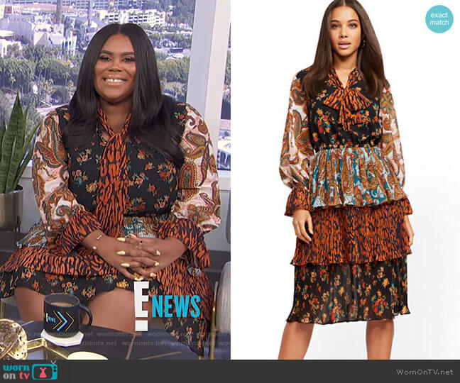 New York & Company Mixed Print Dress worn by Nina Parker on E! News