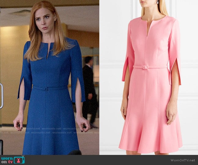 Oscar de la Renta Belted Wool Blend Dress worn by Donna Paulsen (Sarah Rafferty) on Suits