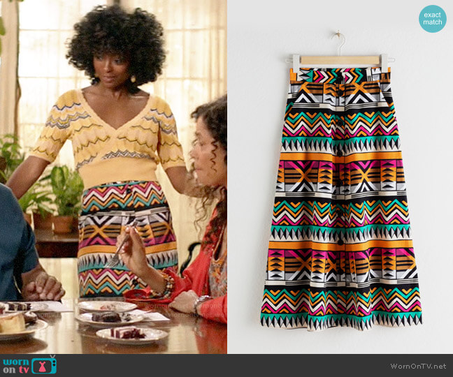 & Other Stories A-Line Graphic Cotton Skirt worn by Ali Finer (Javicia Leslie) on God Friended Me