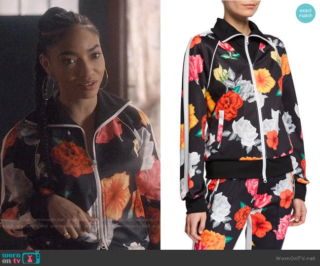 Pam & Gela Fresh-Cut Floral-Print Zip-Front Track Jacket