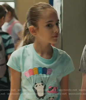 Anna’s teal panda print top on American Housewife