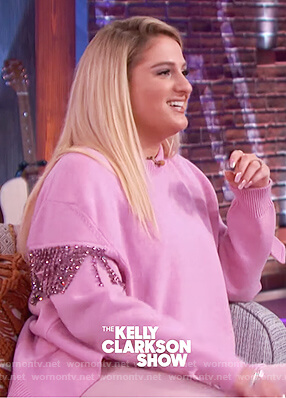 Meghan Trainor’s pink embellished sweater on The Kelly Clarkson Show