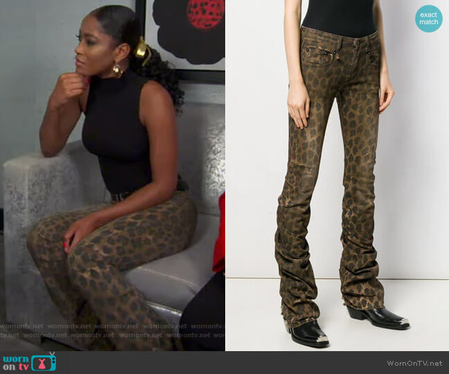 R13 Leopard Print Gathered Skinny Trousers worn by Keke Palmer on Good Morning America