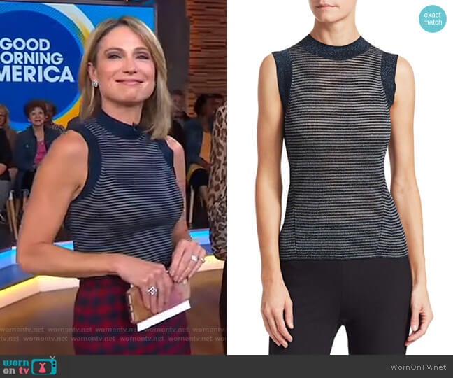 Rag & Bone Raina Lurex Tank worn by Amy Robach on Good Morning America