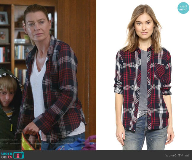 Rails Hunter Shirt in Indigo/White worn by Meredith Grey (Ellen Pompeo) on Greys Anatomy