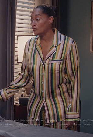 Rainbow’s striped pajamas on Black-ish