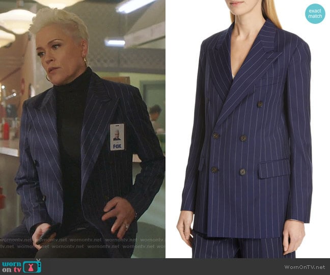 Ralph Lauren Pinstripe Blazer worn by Christine Elise (Christine Elise) on BH90210