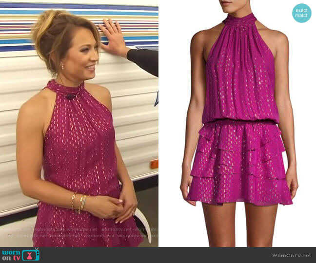 Ramy Brook Christina Halterneck Mini Dress worn by Ginger Zee on Good Morning America