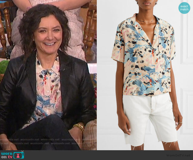 Re/Done Printed Voile Shirt worn by Sara Gilbert on The Talk