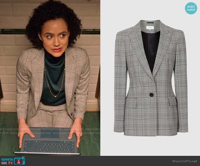 Reiss Alenna Blazer worn by Maya (Nathalie Emmanuel) on Four Weddings and a Funeral
