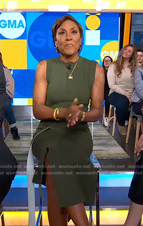 Robin’s green belted knit dress on Good Morning America