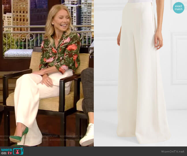 Roland Mouret Uppingham Cady Wide-Leg Pants worn by Kelly Ripa on Live with Kelly and Mark