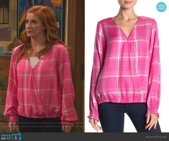 Sanctuary Cori Surplice Blouse worn by Chelsea Grayson (Anneliese van der Pol) on Ravens Home