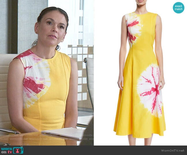 Calvin Klein 205W39NYC Sand Dollar Print Cotton Midi Dress worn by Liza Miller (Sutton Foster) on Younger