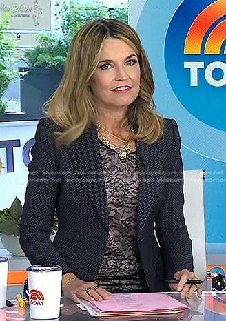 Savannah’s black polka dot blazer on Today