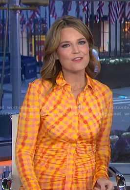 Savannah’s orange gingham check shirtdress on Today