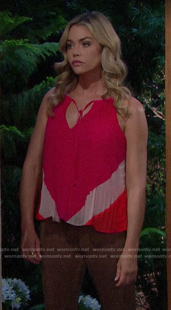 Shauna’s pink pleated top on The Bold and the Beautiful