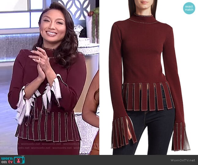 Staud Mika Top worn by Jeannie Mai on The Real