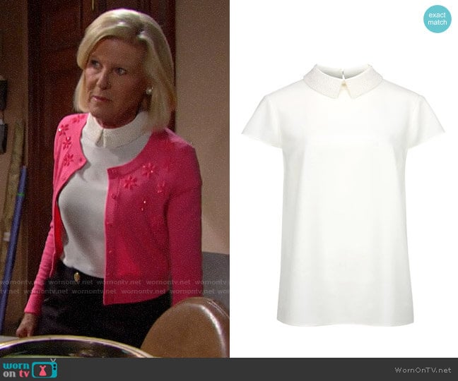 Ted Baker Hellia Embellished Collar Top worn by Pamela Douglas (Alley Mills) on The Bold and the Beautiful