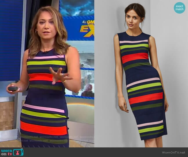 Ted Baker Ysina Striped Dress worn by Ginger Zee on Good Morning America