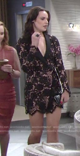 Tessa’s black lace mini dress on The Young and the Restless