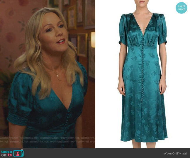 The Kooples Floral Jacquard Midi Dress worn by Jennie Garth (Jennie Garth) on BH90210